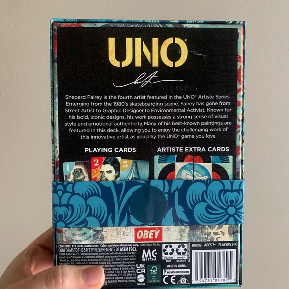 Obey Uno Playing Cards Deck Shepard Fairey Artiste Series (Brand New) - Picture 4 of 5
